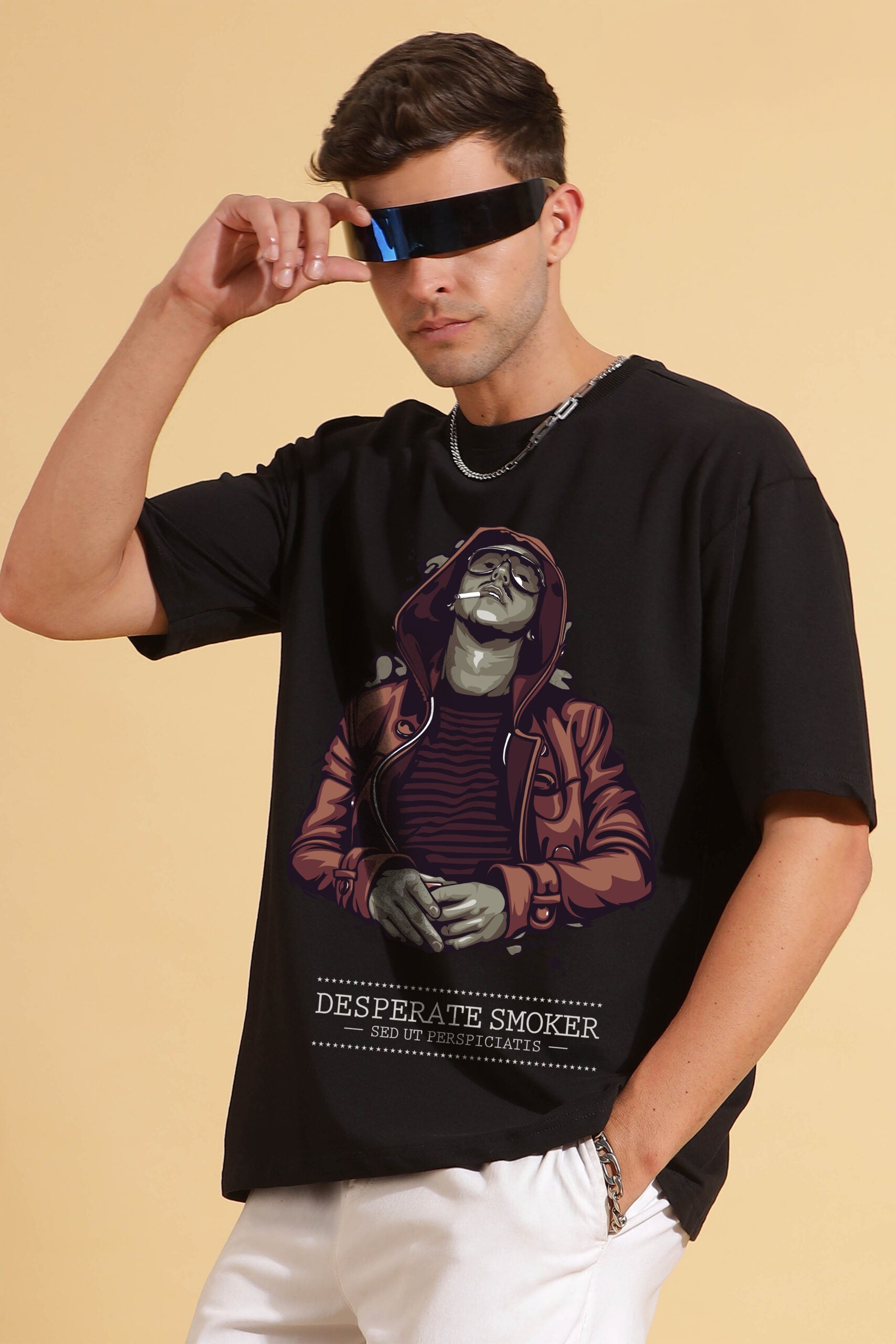 Black Smoker Print Premium Oversize Tee – Moovio