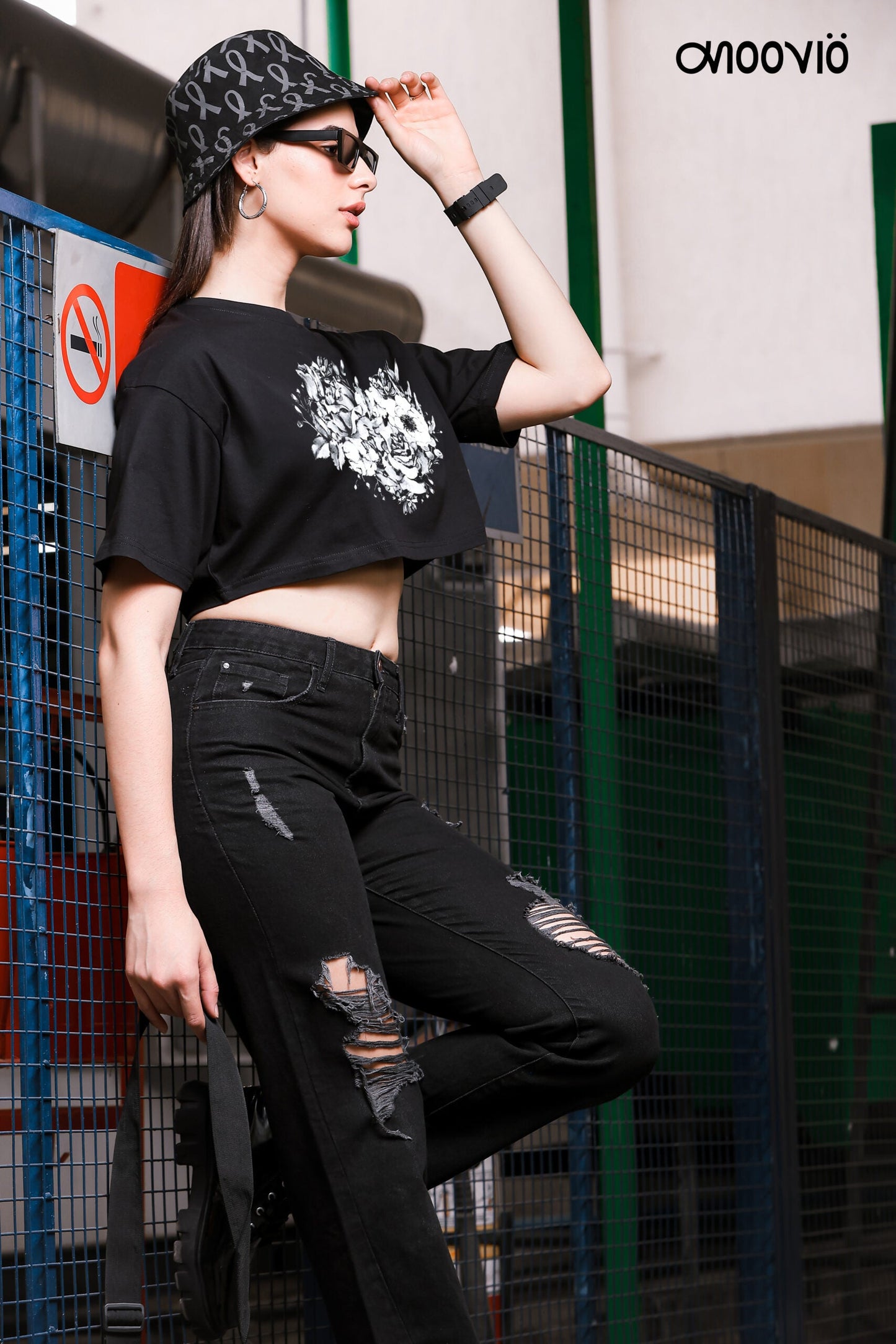 Black Heart Oversize Crop Top