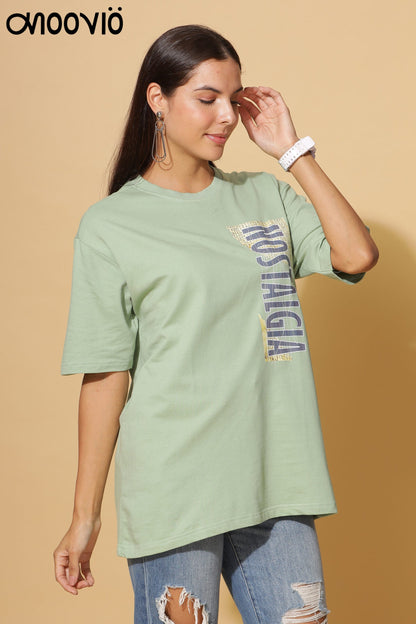 Women's NOSTALGIA Printed Premium Oversize Tee