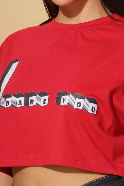 DARE YOU Red Crop-Top