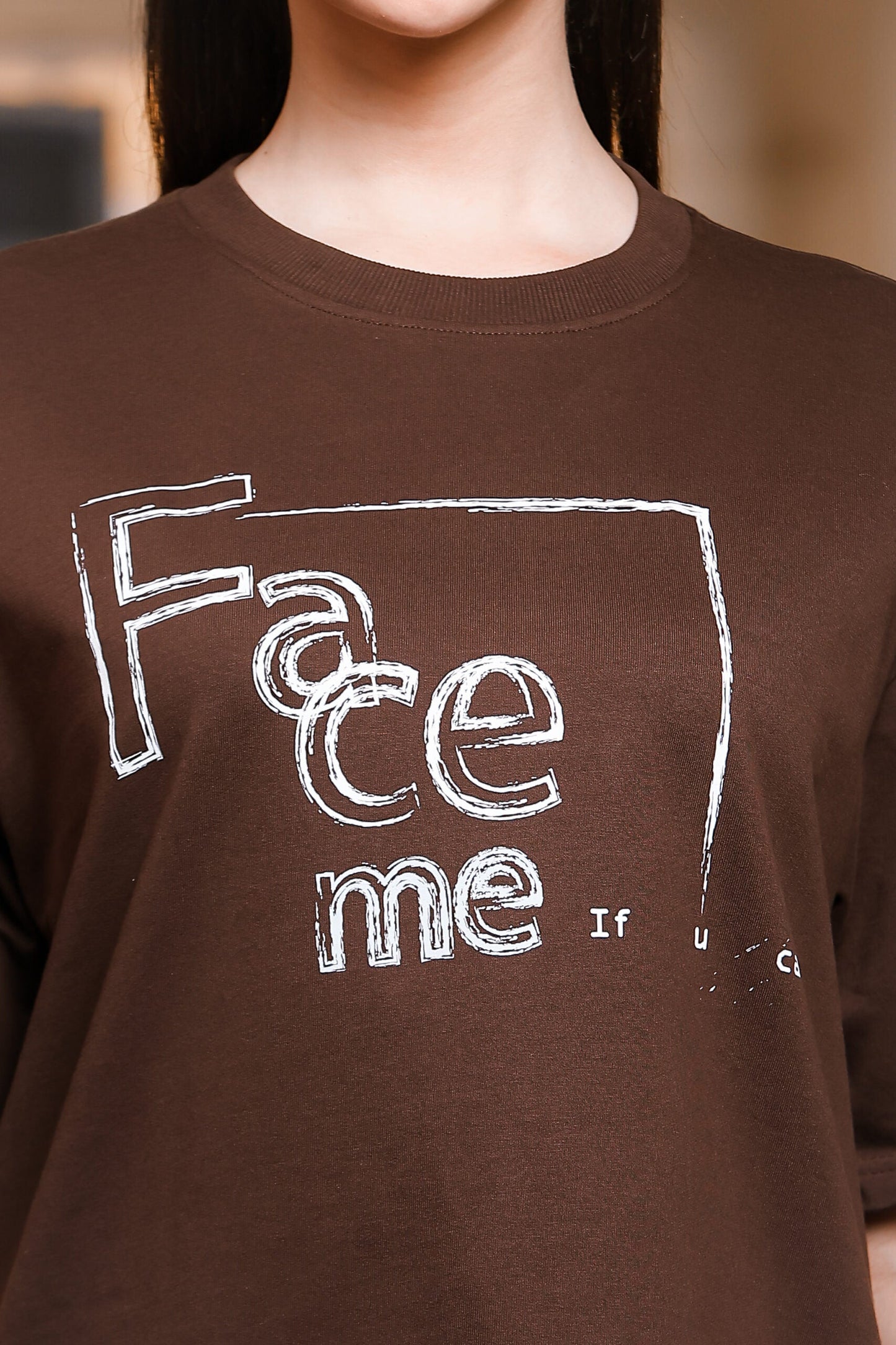 Women's FACE ME Printed Premium Oversize Tee