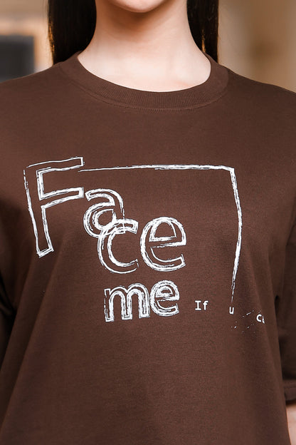 Women's FACE ME Printed Premium Oversize Tee