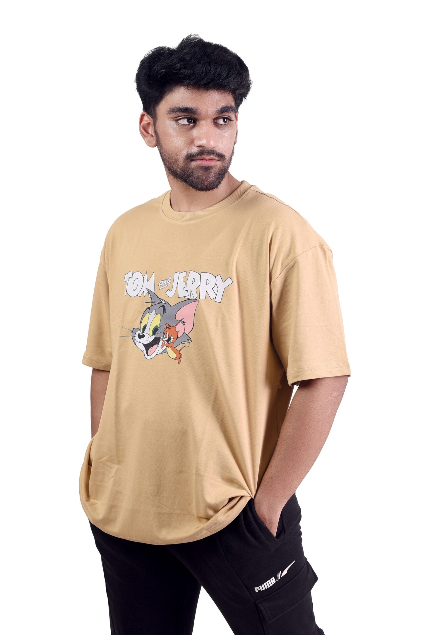 T&J printed Beige Color Unisex Premium Oversize Tee