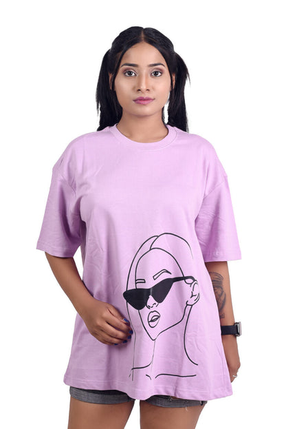 Savege girl printed Lavender color Premium Oversize Tee