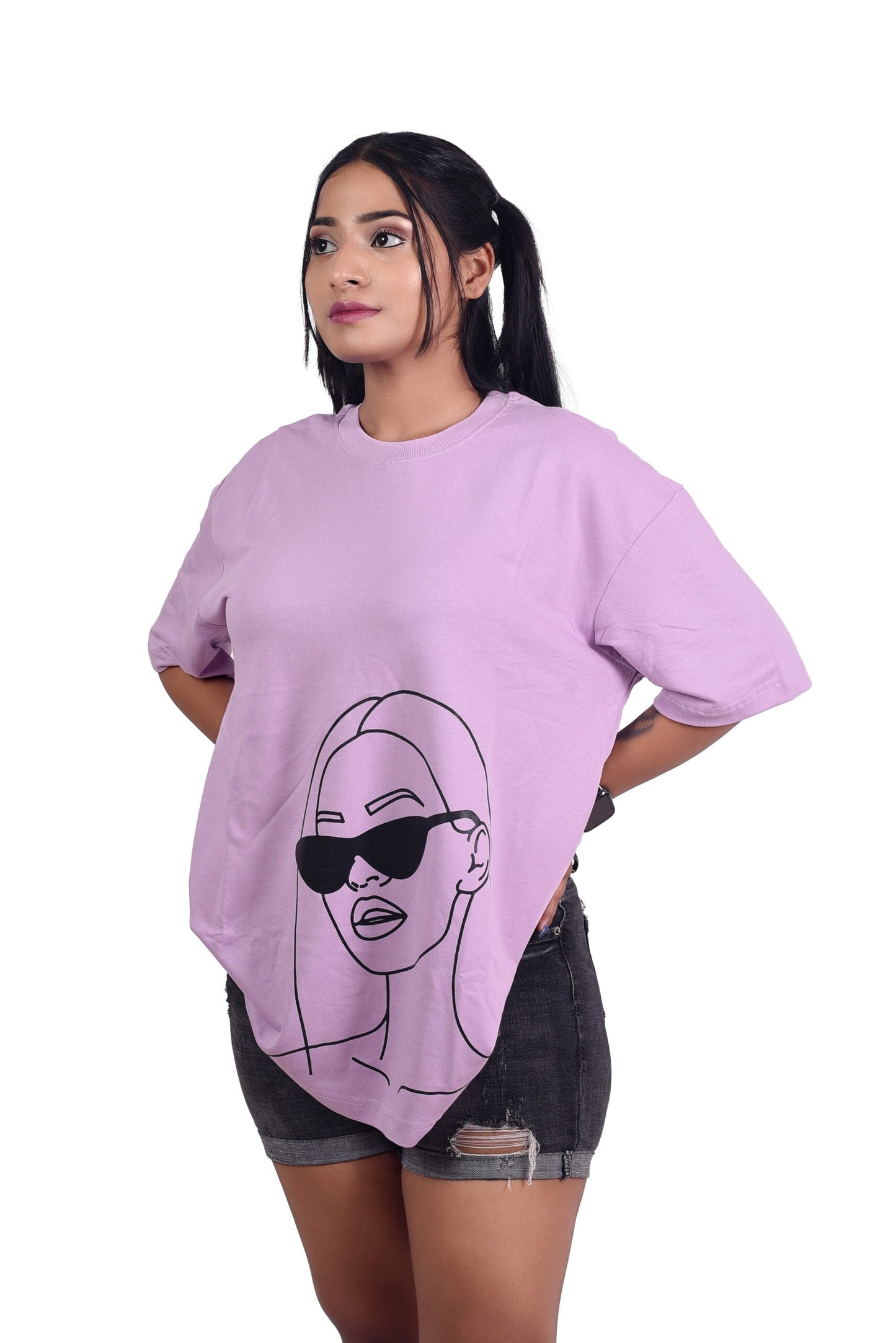 Savege girl printed Lavender color Premium Oversize Tee