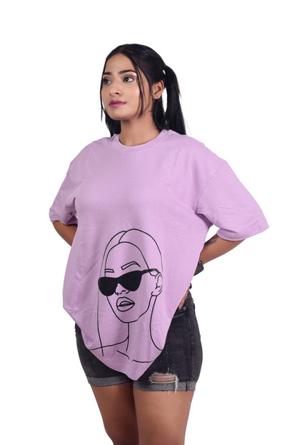 Savege girl printed Lavender color Premium Oversize Tee