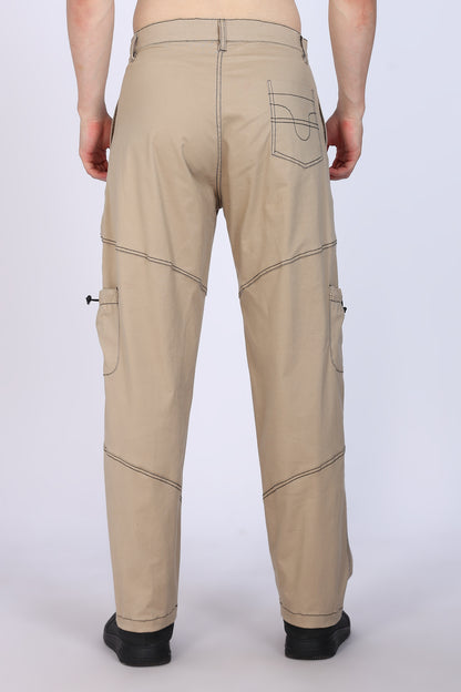 Moovio Beige Cargo Pants for Men