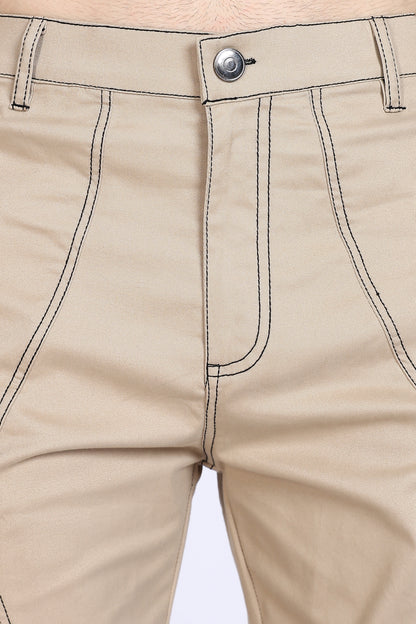 Moovio Beige Cargo Pants for Men
