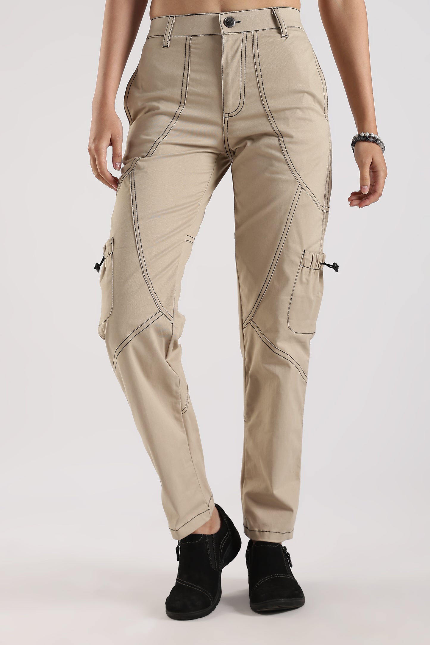 Moovio Beige Cargo Pants for Women