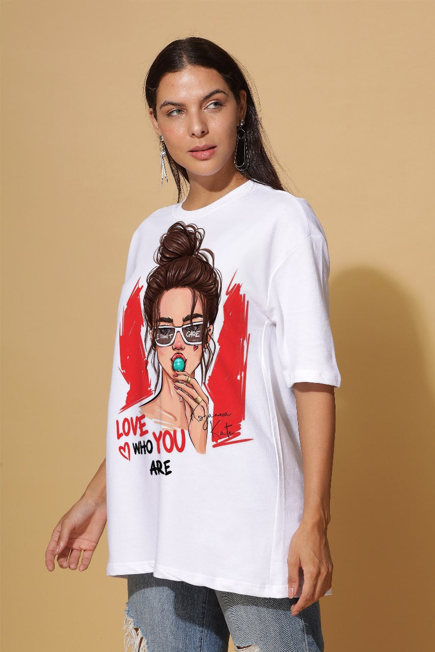 Women's White 220 GSM Premium Oversize Tee