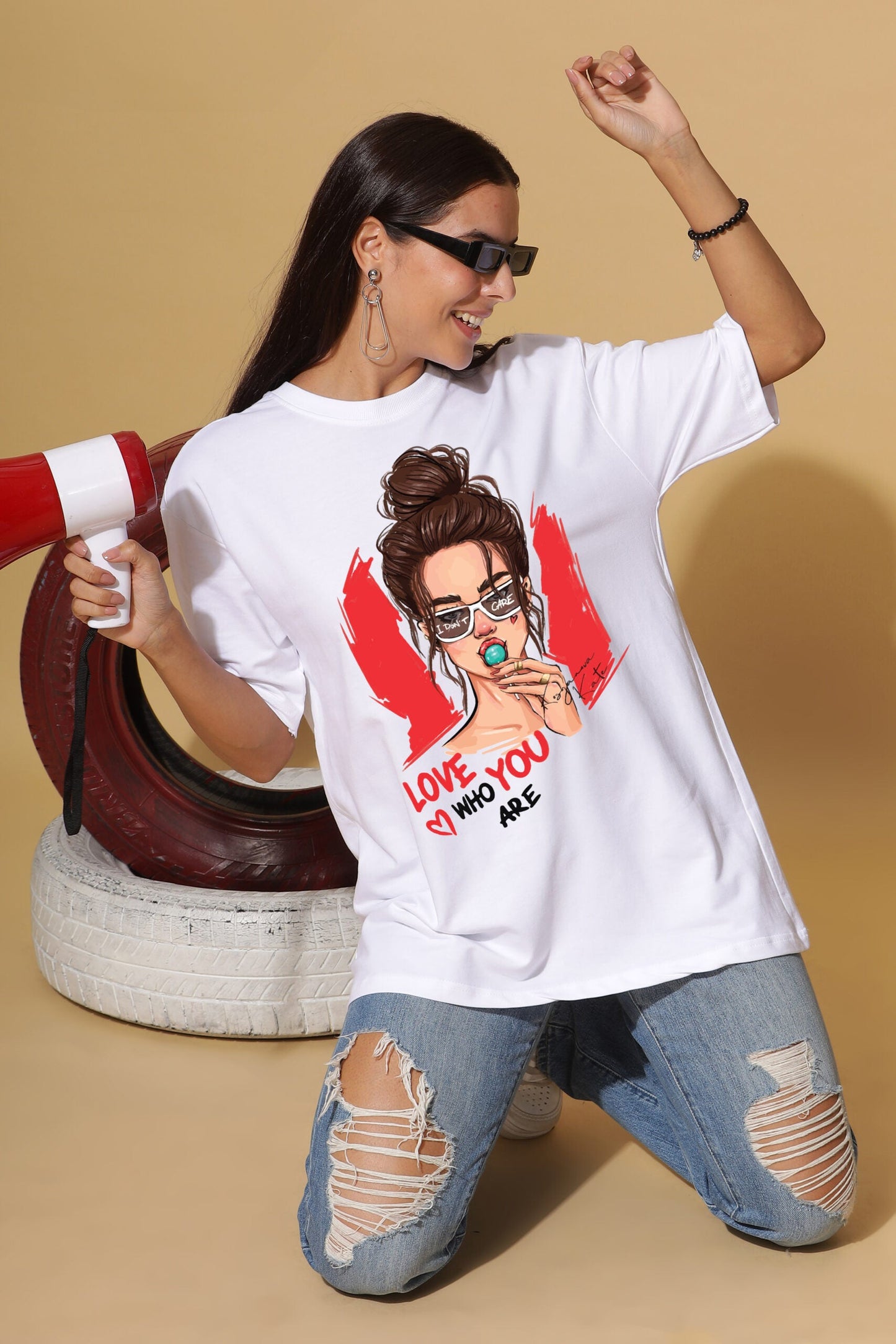 Women's White 220 GSM Premium Oversize Tee