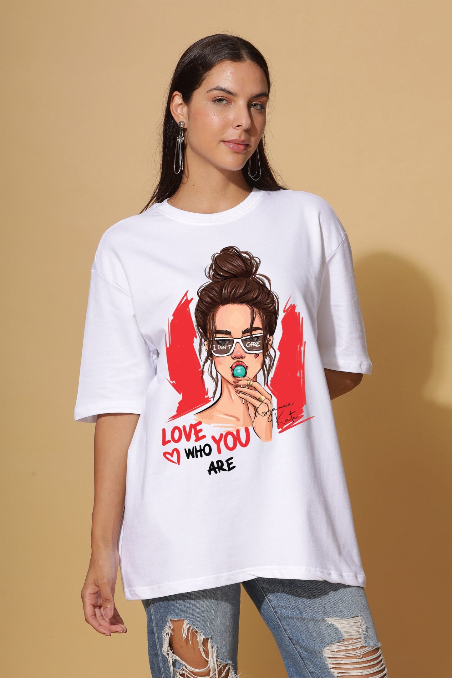 Women's White 220 GSM Premium Oversize Tee