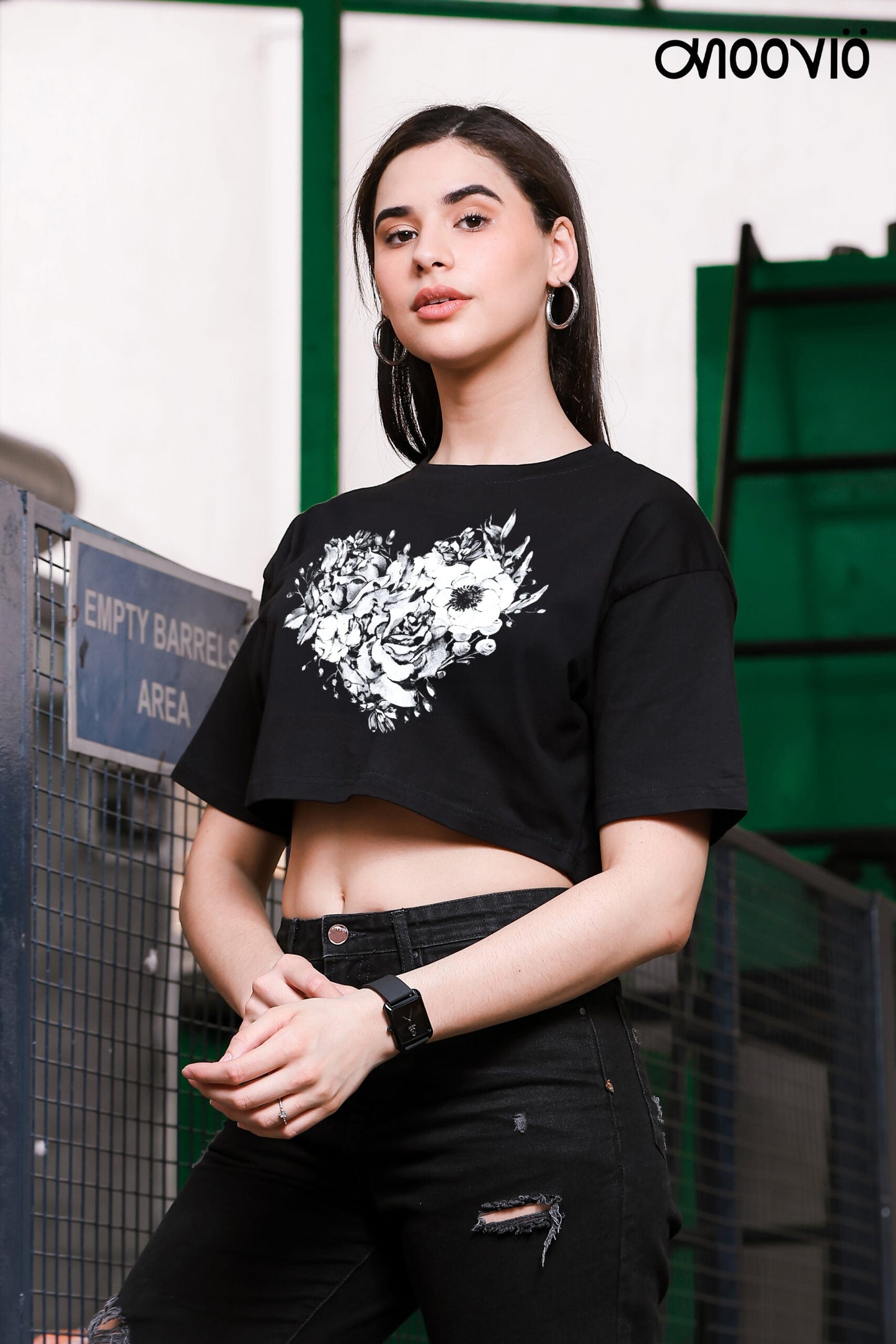 Black Heart Oversize Crop Top
