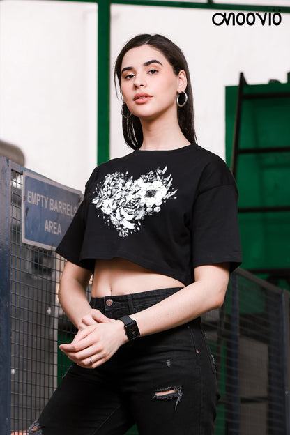 Black Heart Oversize Crop Top