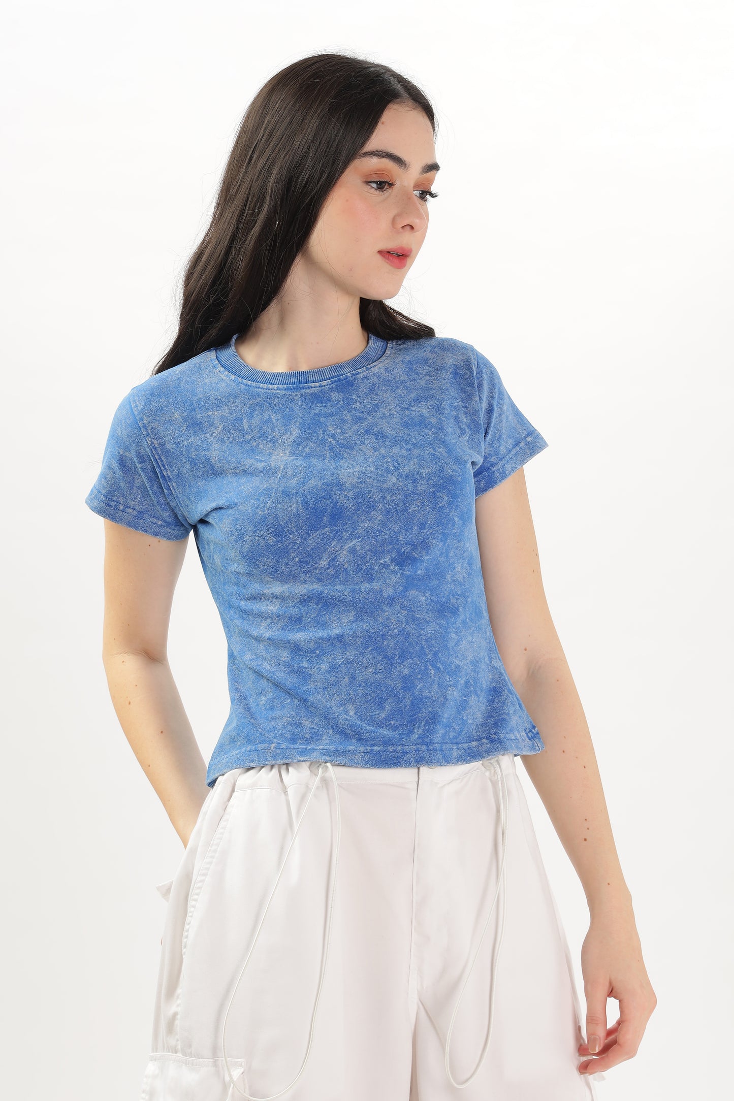 Blue acid-wash Tops