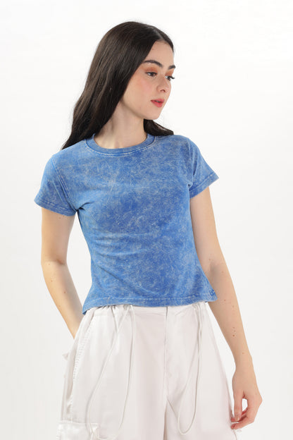Blue acid-wash Tops