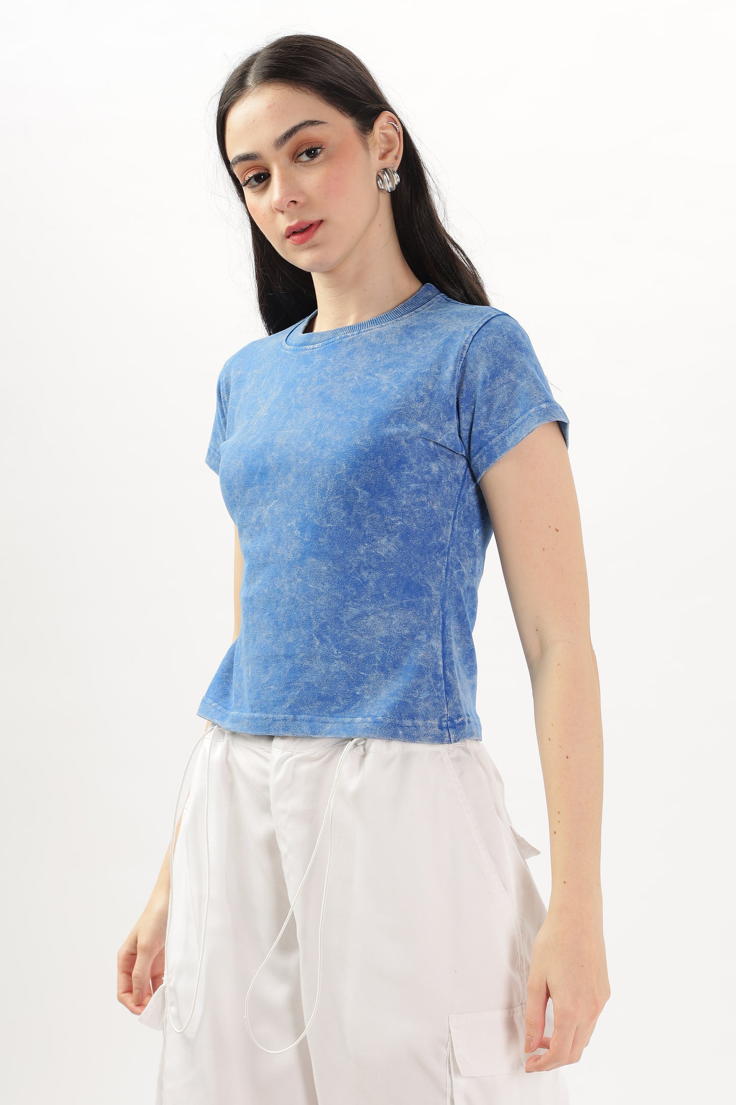 Blue acid-wash Tops