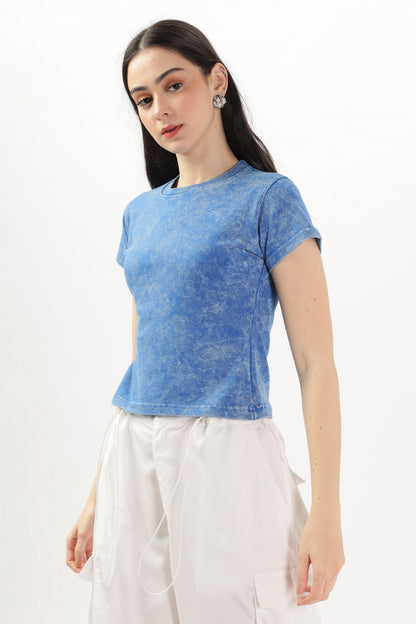 Blue acid-wash Tops