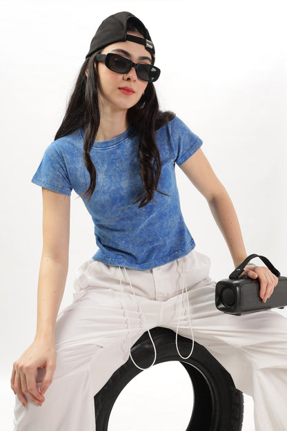 Blue acid-wash Tops