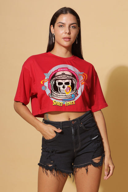 SKULL Premium Red Crop-Top