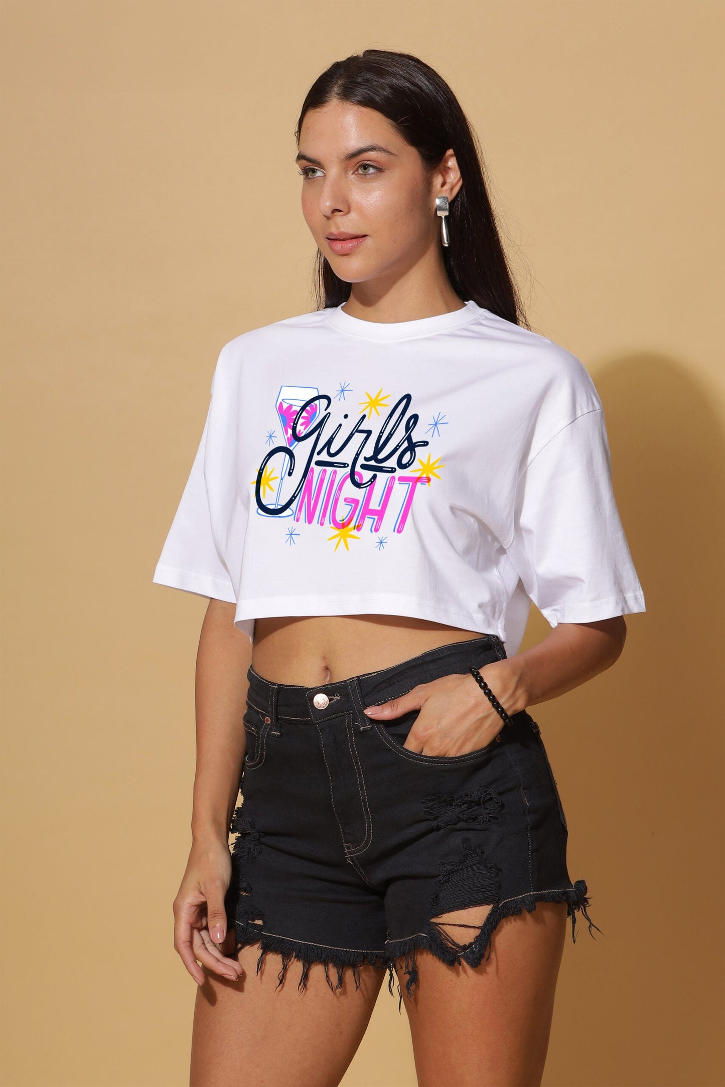 GIRLS NIGHT Oversize Crop Top